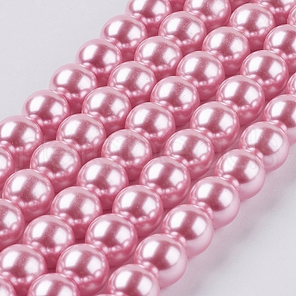 Eco-Friendly Dyed  Glass Pearl Round Bead Strands X-HY-A002-8mm-RB109-1