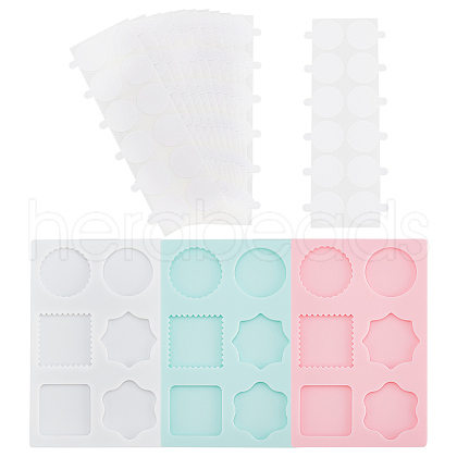 DELORIGIN 3Pcs 3 Color Square & Round & Flower Silicone Wax Melt Molds DIY-DR0001-35-1