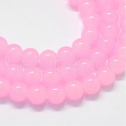 Baking Painted Imitation Jade Glass Round Bead Strands DGLA-Q021-6mm-26-1