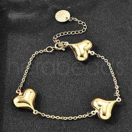 304 Stainless Steel Link Bracelets for Women BJEW-P354-01A-G-1