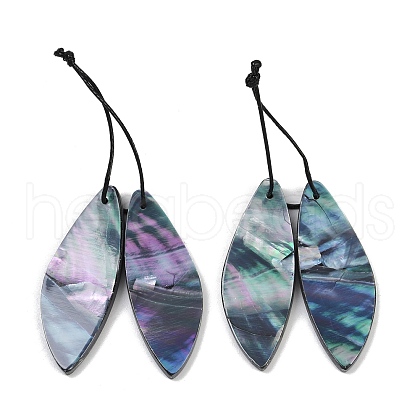 2Pcs Natural Black Lip Shell Pendants FIND-Z079-01G-1