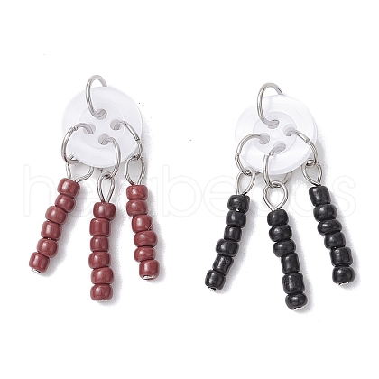 2Pcs 2 Colors Glass Seed Pendants PALLOY-JF03908-1