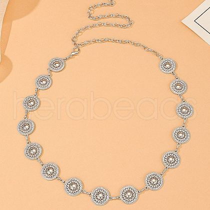 Hollow Out Flat Round Alloy Link Chain Waist Belly Chains for Women FS-WGA642B-02-1