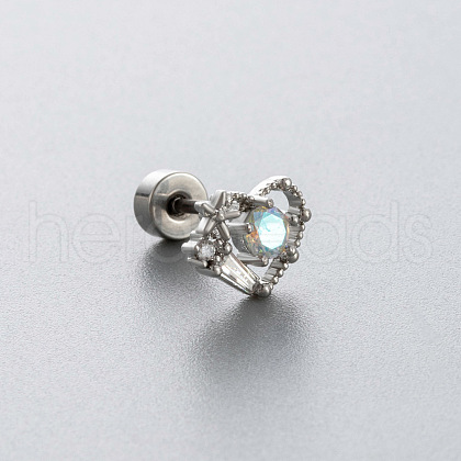 316L Surgical Stainless Steel Pave Light Sky Blue AB Color Cubic Zirconia Cartilage Earrings FS-WG97410-02-1