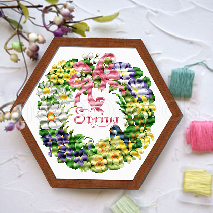 Spring Theme Flower Pattern Cross-stitch Beginner Kits PW-WG32524-04-1