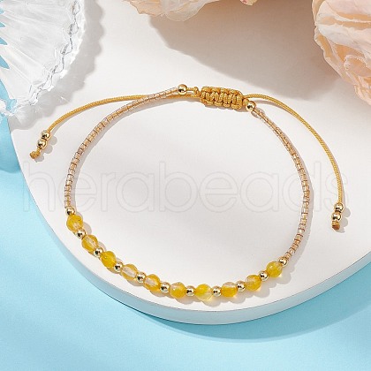 Natural Agate Braided Beaded Bracelets BJEW-JB11420-02-1