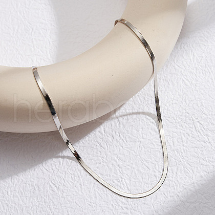 925 Sterling Silver Flat Snake Chain Necklaces for Women NJEW-H048-02P-1