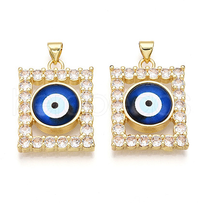 Brass Micro Pave Clear Cubic Zirconia Pendants for Women KK-T070-91A-02-1