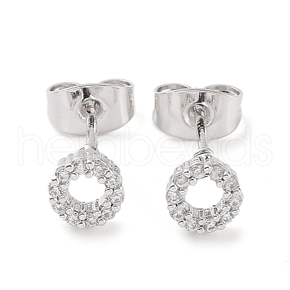 Brass Micro Pave Cubic Zirconia Stud Earrings EJEW-P247-03P-1