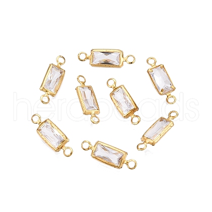 Brass Clear Cubic Zirconia Connector Charms KK-T070-12C-1