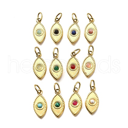 304 Stainless Steel Pave Gemstone Pendants STAS-Q337-17G-1