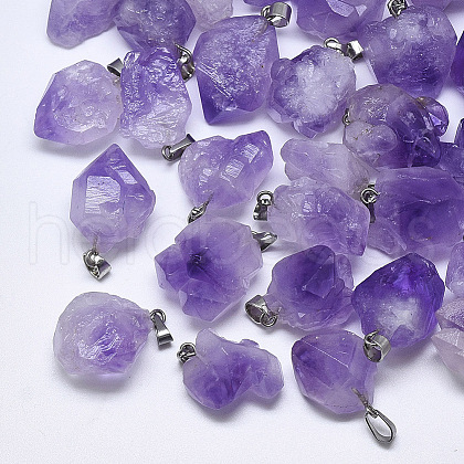 Natural Amethyst Pendants G-T122-34-1