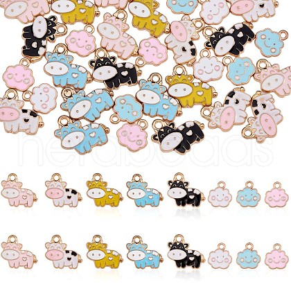 40Pcs Cow Enamel Charm Pendant Colorful Alloy Enamel Charm Animal Pendant for Jewelry Necklace Bracelet Earring Making Crafts JX123A-1