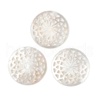 Natural White Shell Hollow Cabochons SSHEL-I026-19-1