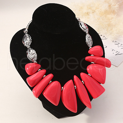 Resin Irregular Beaded Bib Necklaces FS-WG5D234-01-1