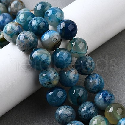 Natural Blue Cherry Blossom Agate Beads Strands G-Q045-A01-12mm-1