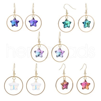 Bling Glass Star Dangle Earrings EJEW-JE05140-1