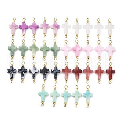 35Pcs 7 Colors Two Tone Cross Acrylic Connector Charms PALLOY-JF03528-01-1
