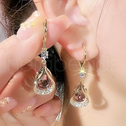 Teardrop Alloy Rhinestone Hoop Earrings FS-WG8F333-03-1