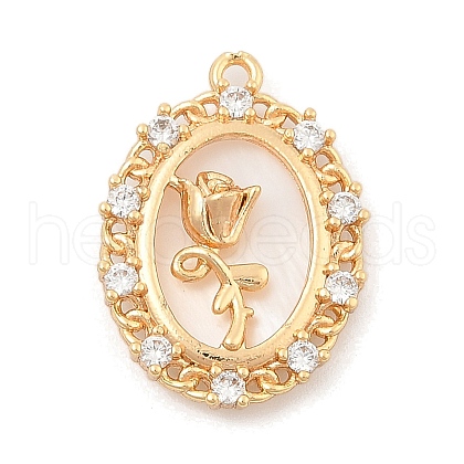 Brass Micro Pave Clear Cubic Zirconia Pendants KK-C080-05G-1