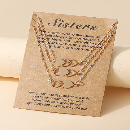 Triple Heart Graduation Theme Alloy Crystal Rhinestone Link Chain 3 Layered Necklaces FS-WG07ADB-03-1