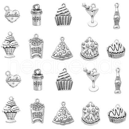 100Pcs 10 Styles Tibetan Style Alloy Pendants TIBEP-CJ0002-55-1