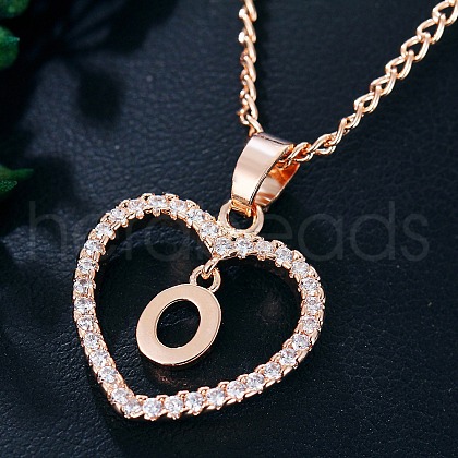 Heart Brass Micro Pave Clear Cubic Zirconia Pendant Necklaces WGA8162-20-1