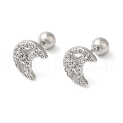 Moon Brass Micro Pave Clear Cubic Zirconia Cartilage Earrings EJEW-L289-02P-01-1
