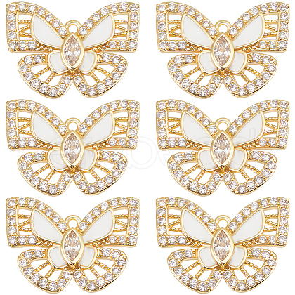 Beebeecraft 10Pcs Rack Plating Brass Micro Pave Clear Cubic Zirconia Pendants ZIRC-BBC0002-83-1