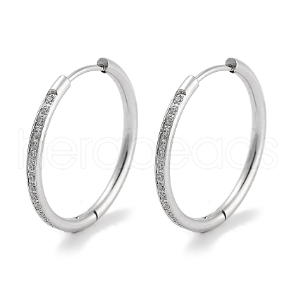 304 Stainless Steel Micro Pave Clear Cubic Zirconia Huggie Hoop Earrings EJEW-C096-01H-P-1