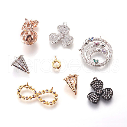 Brass Micro Pave Cubic Zirconia Pendants ZIRC-MSMC001-01-1