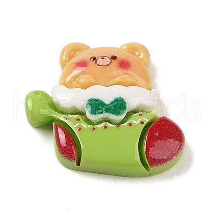 Animal Christmas Socking Theme Opaque Resin Decoden Cabochons RESI-S397-03A-1