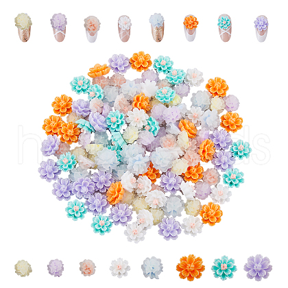 SUPERFINDINGS 120Pcs 8 Styles  Flower Resin Cabochons MRMJ-FH0001-30-1
