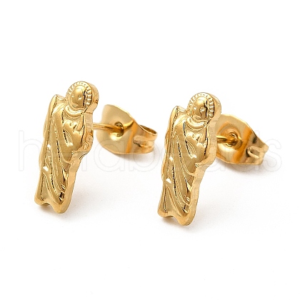 Ion Plating(IP) 304 Stainless Steel Human Stud Earrings for Women EJEW-E271-01G-1