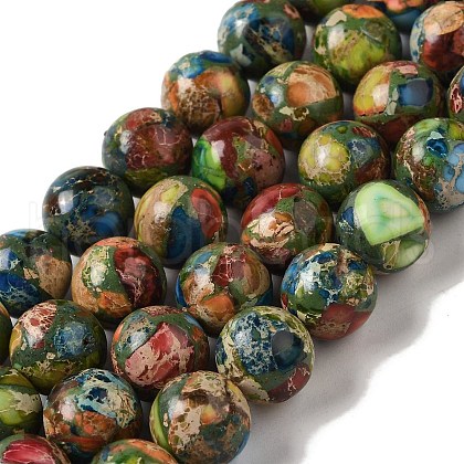 Dyed Natural Imperial Jasper Beads Strands G-Q161-A02-04-1