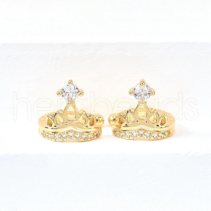 Brass Micro Pave Clear Cubic Zirconia Cuff Earrings EJEW-F370-09G-1