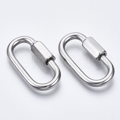 304 Stainless Steel Screw Carabiner Lock Charms STAS-N087-25A-01-1