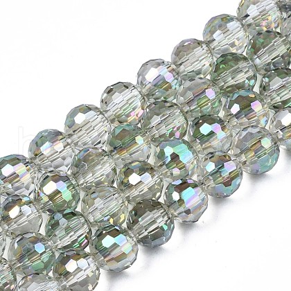 Electroplate Transparent Glass Beads Strands EGLA-N002-15-B01-1