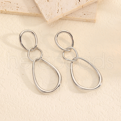 Brass Triple Layer Irregular Circle Pendant Stud Earrings for Women SM9471-1