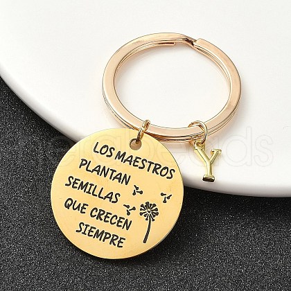 201 Stainless Steel & Brass Letter Keychain KEYC-YW00095-25-1