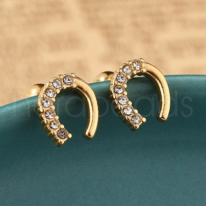 304 Stainless Steel Clear Cubic Zirconia Stud Earrings STAS-E502-02G-02-1