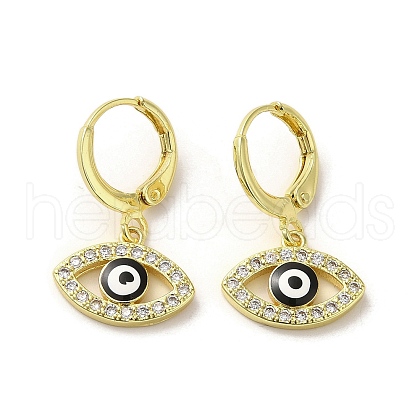 Horse Eye Real 18K Gold Plated Brass Dangle Leverback Earrings EJEW-Q797-23G-02-1