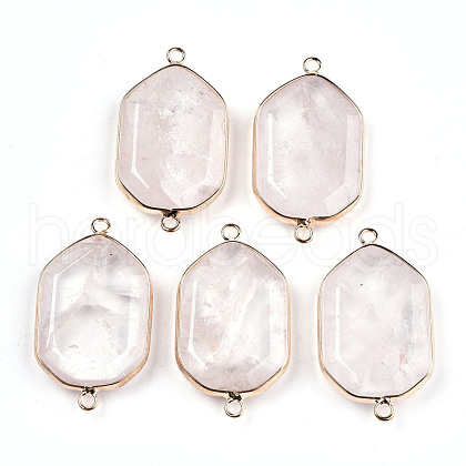 Natural Rose Quartz Links Connectors G-T131-48G-06-1