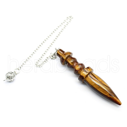 Natural Tiger Eye Dowsing Pendulum Big Pendants PW-WG71136-08-1