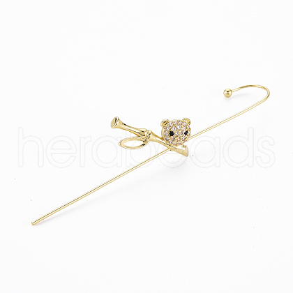 Panda with Bamboo Stud Earring EJEW-N099-007-NF-1