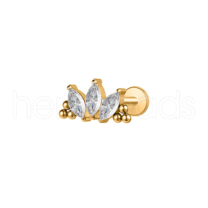 F136 Titanium Clear Cubic Zirconia Labrets AJEW-D302-01G-1