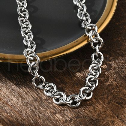 Non-Tarnish 304 Stainless Steel Rolo Chains Necklaces NJEW-F297-02P-1
