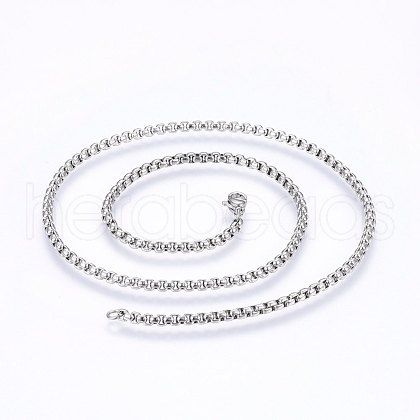 Non-Tarnish 304 Stainless Steel Box Chain Necklaces NJEW-F227-09P-10-1