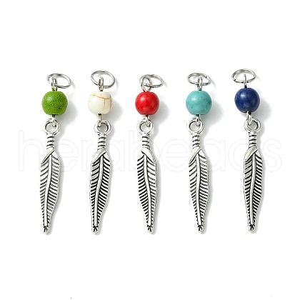 30Pcs Synthetic Turquoise Dyed Pendants PALLOY-JF02308-30A-1
