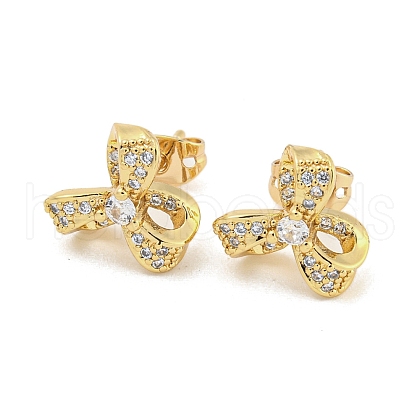 Brass Micro Pave Cubic Zirconia Ear Studs EJEW-P261-28C-G-1